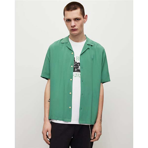 Allsaints Australia Mens Venice Ramskull Shirt Dark Green AU98-576